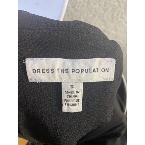 Dress The Population Womens Gianna Little Black Sheath Dress V-neck Size Small - Picture 6 of 8